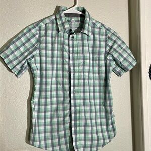 wonder nation Green & White Plaid Button Down Shirt